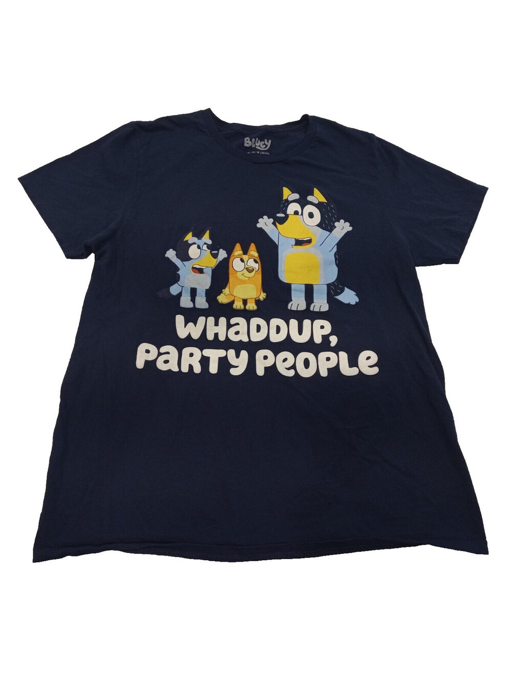 Bluey Graphic Tee Women's Medium M Bluey Bingo Bandit Whaddup Party People Shirt
